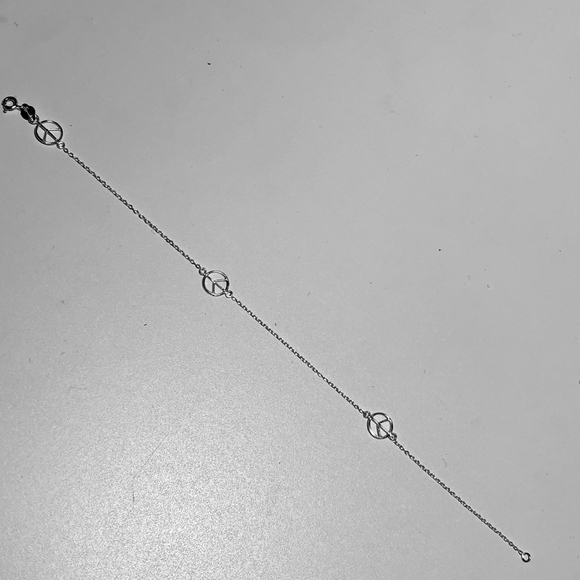 Sterling Silver Peace Sign Anklet - Picture 2 of 3